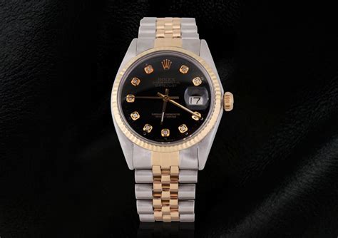 rolex datejust black face two tone